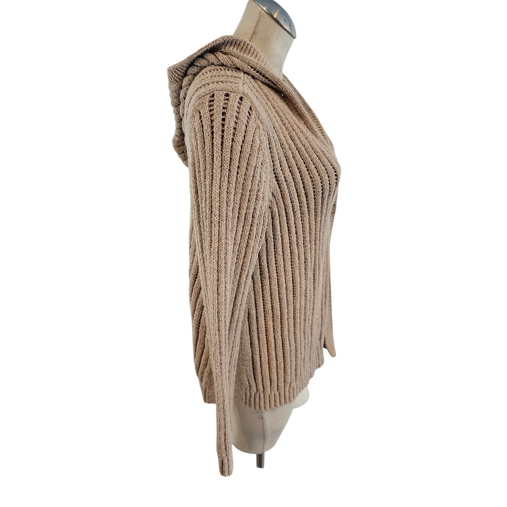 J.Jill Size LP Tan Hooded Cardigan Sweater - Picture 3 of 10